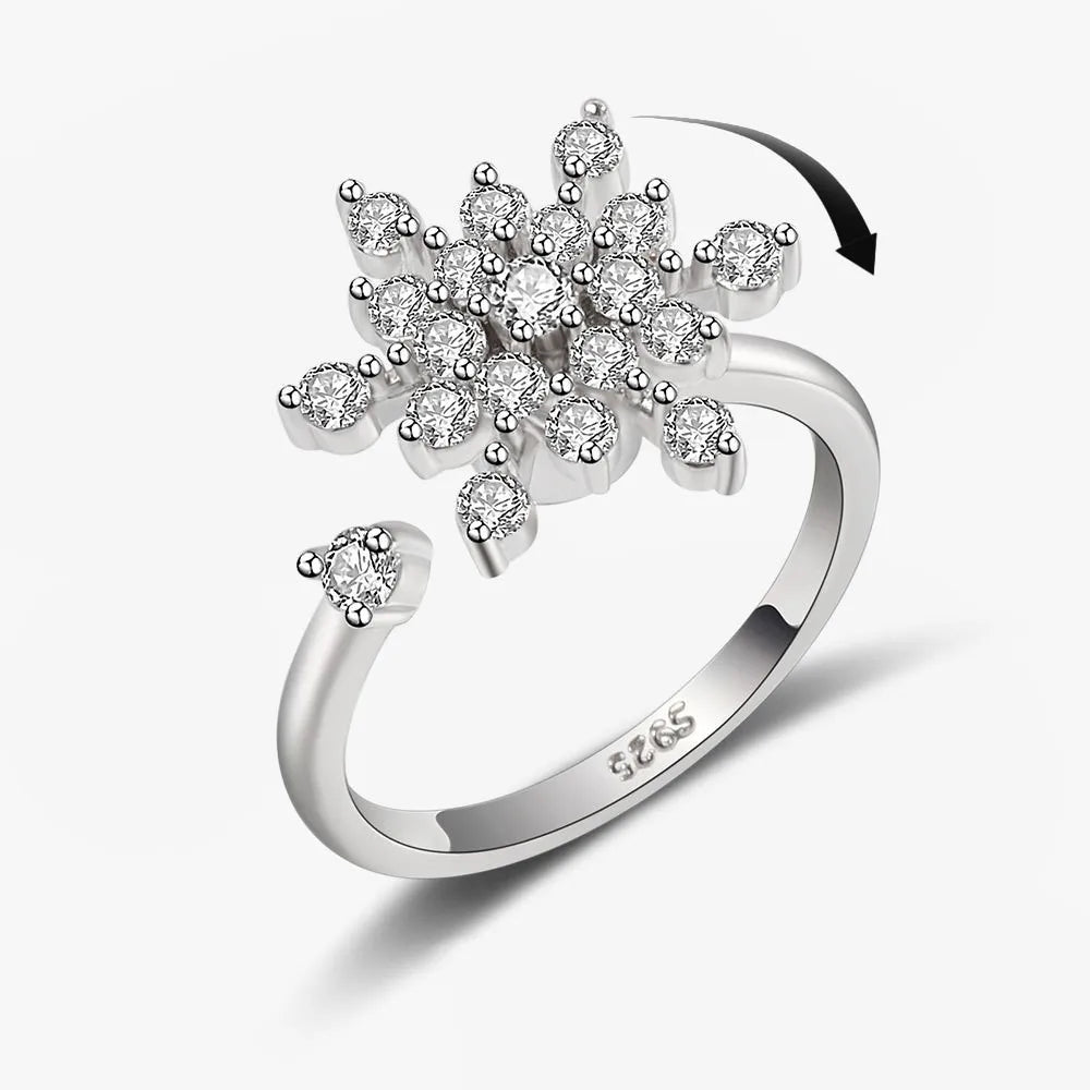 SMJEL Fidget Spinner Ring Anxiety for Women Multiple Crystal Flower Eye Butterfly Animal Ring Rotate Anti Stress Wedding Jewerly