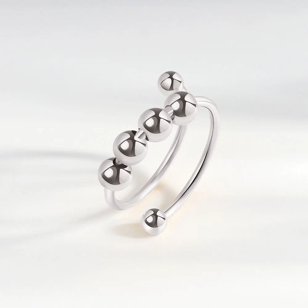 SMJEL Fidget Spinner Ring Anxiety for Women Multiple Crystal Flower Eye Butterfly Animal Ring Rotate Anti Stress Wedding Jewerly