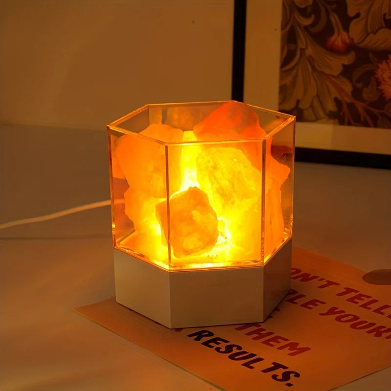 F5 LED Natural Himalayan Crystal Salt Lamp Rock Salt Night Lamp Table Lava Lamp USB Plug Meditation Home Room Bedroom Decoration